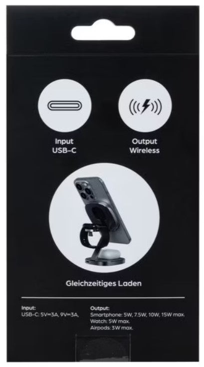 ONIT miniCharger Kabelloses Ladegerät 15 W – Qi, 3-in-1 (Telefon/Uhr/AirPods) – für iPhone ab 8 und andere