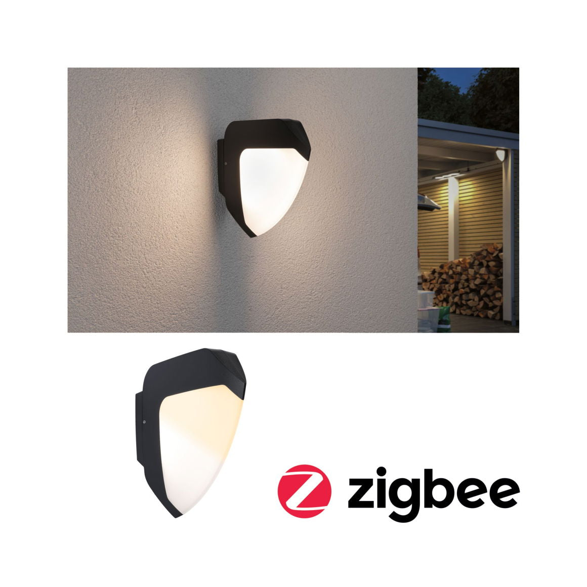 Paulmann Aussenwandleuchte – IP44 – Netzbetrieb – für ZigBee 3.0 – dimmbar – Anthrazit, Kunststoff