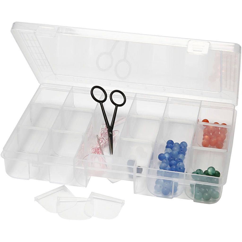 Creativ Company 13162 Aufbewahrungsbox mit Deckel, Verriegelung – Kunststoff – Transparent – für Perlen