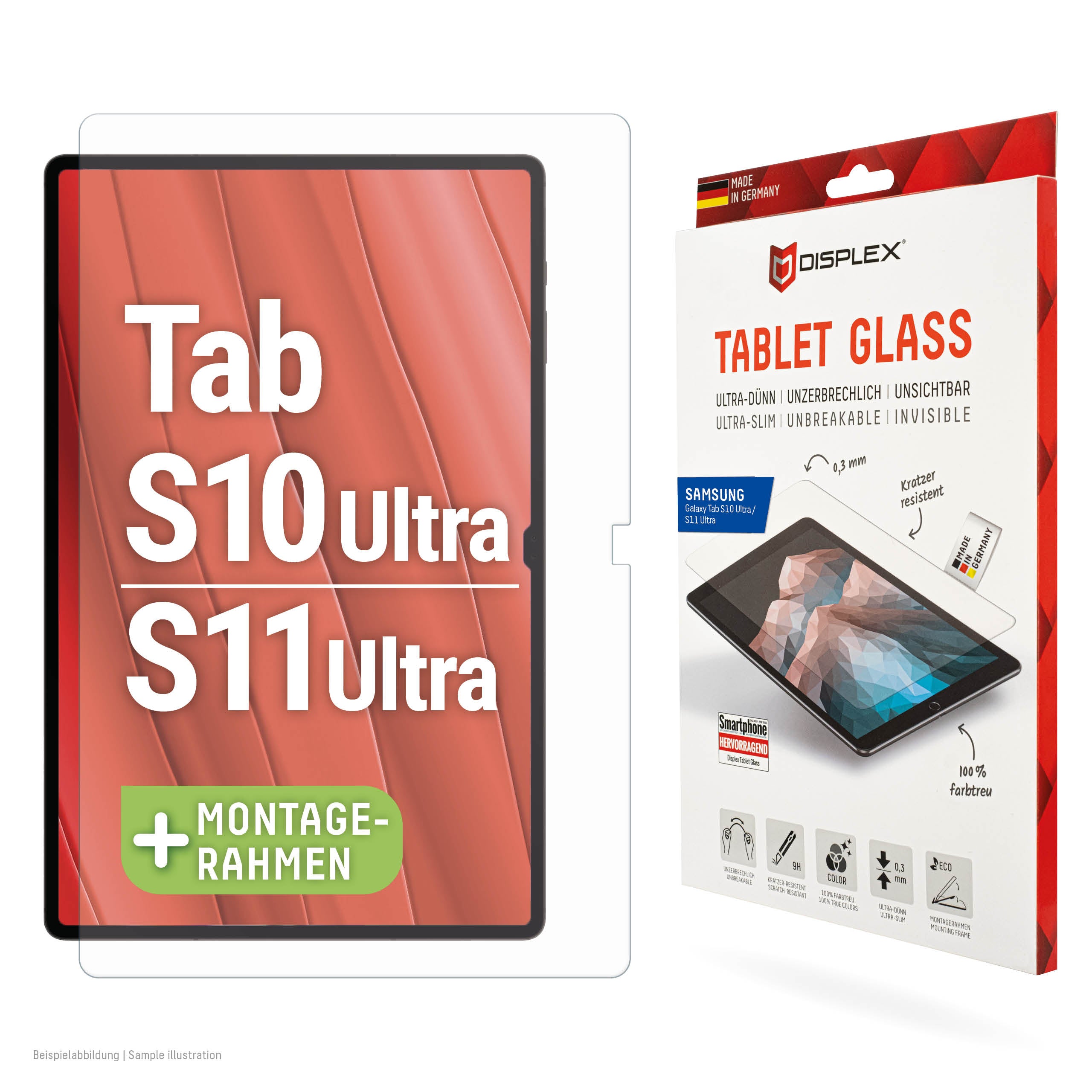 Displex Panzerglas für Samsung Galaxy Tab S10 Ultra/S11 Ultra – 9H, Anti-Fingerprint