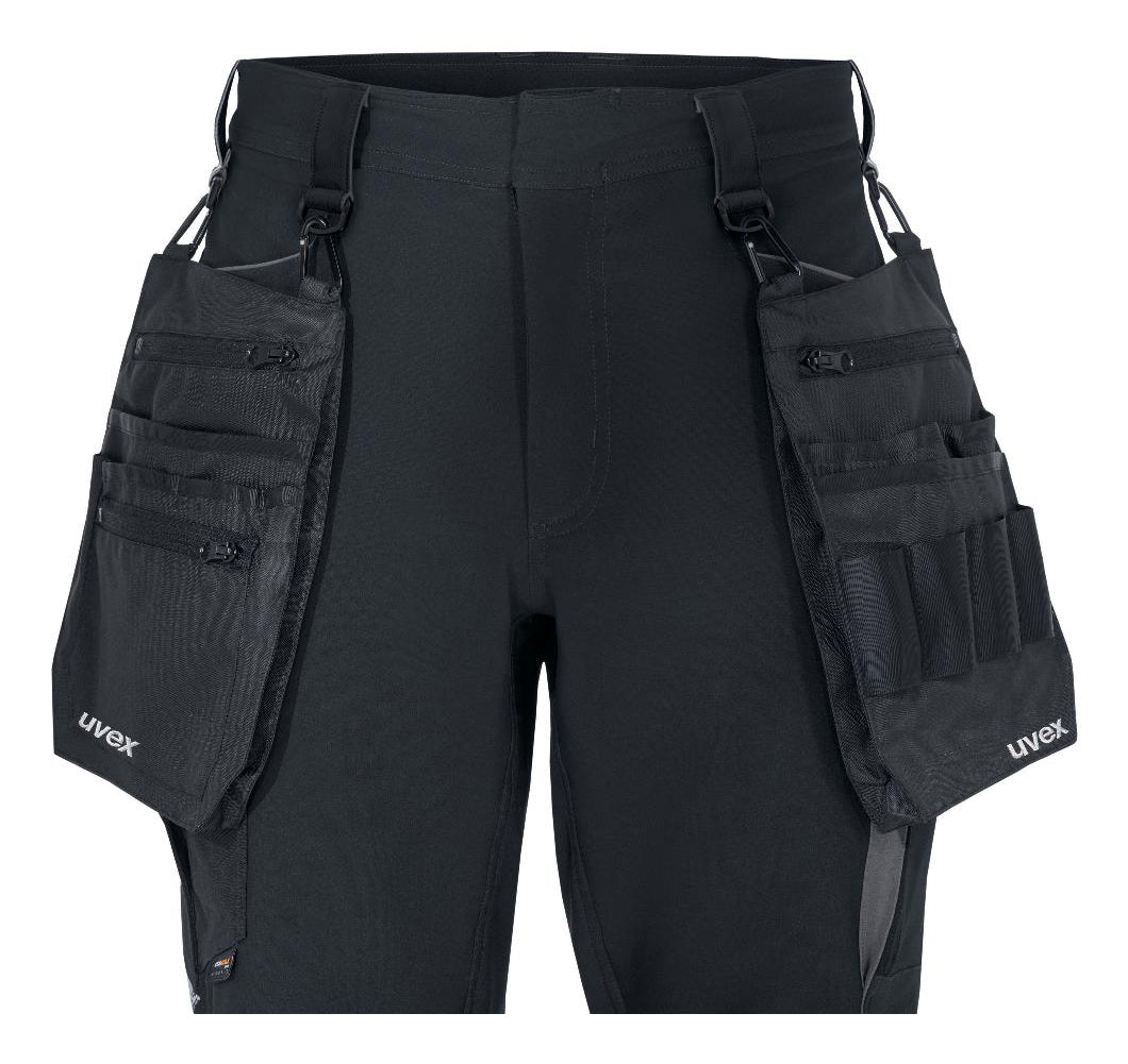 Uvex Cargohose suXXeed craft – Grösse 48 – Graphit, 4-Wege-Stretch, Knieschutz, Reflektierend