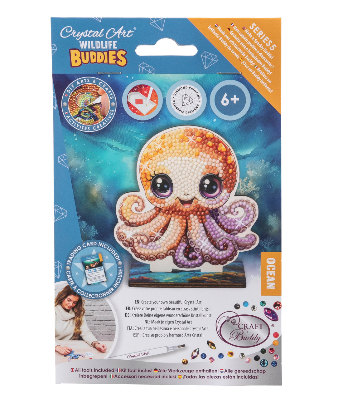 CRAFT Buddy Crystal Art Buddy – Bastelset – Oktopus – 11 cm – ab 6 Jahren