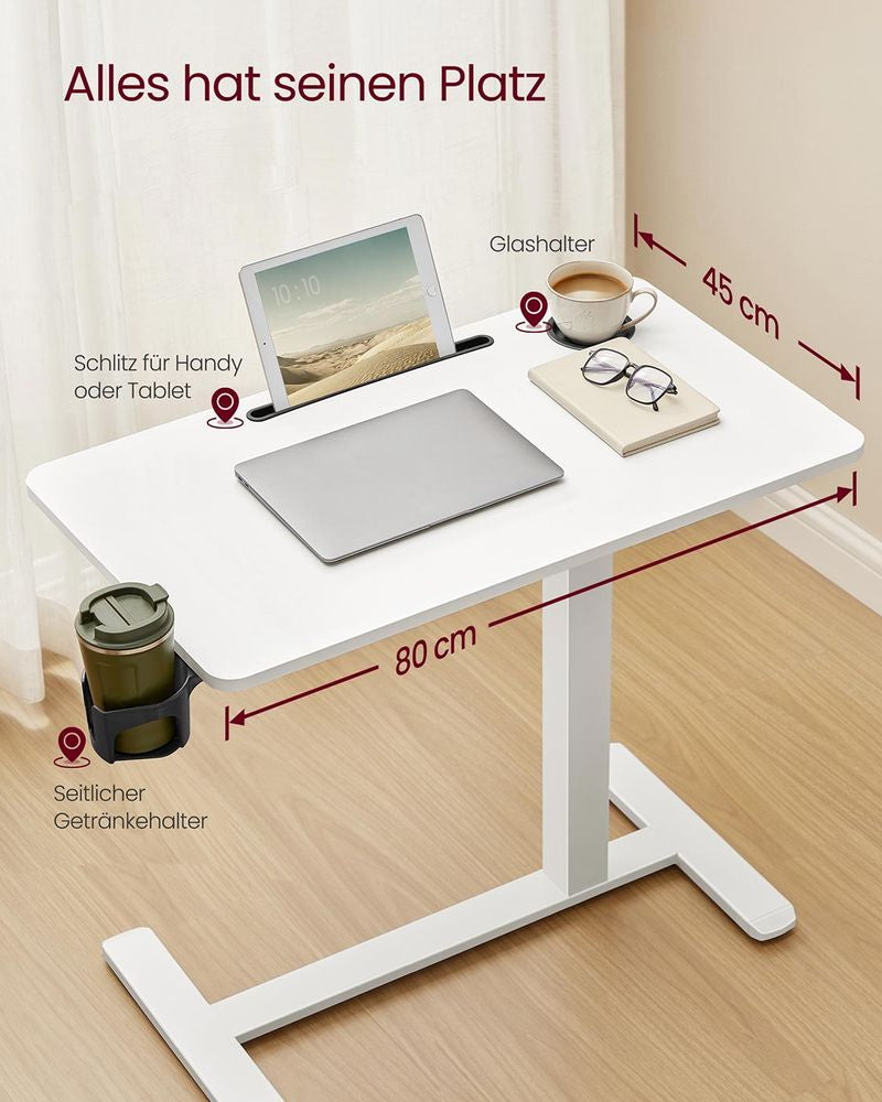 Vasagle Mobiler Steh-Arbeitsplatz, manuell, höhenverstellbar, Höhe 102 cm, 20 kg, weiss