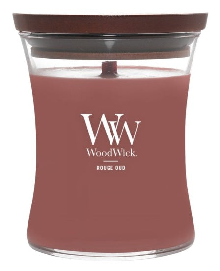 WoodWick Duftkerze Rouge Oud, Sojawachs / Glas, sortiert, parfümiert, Ø 10 cm, 1 Stück
