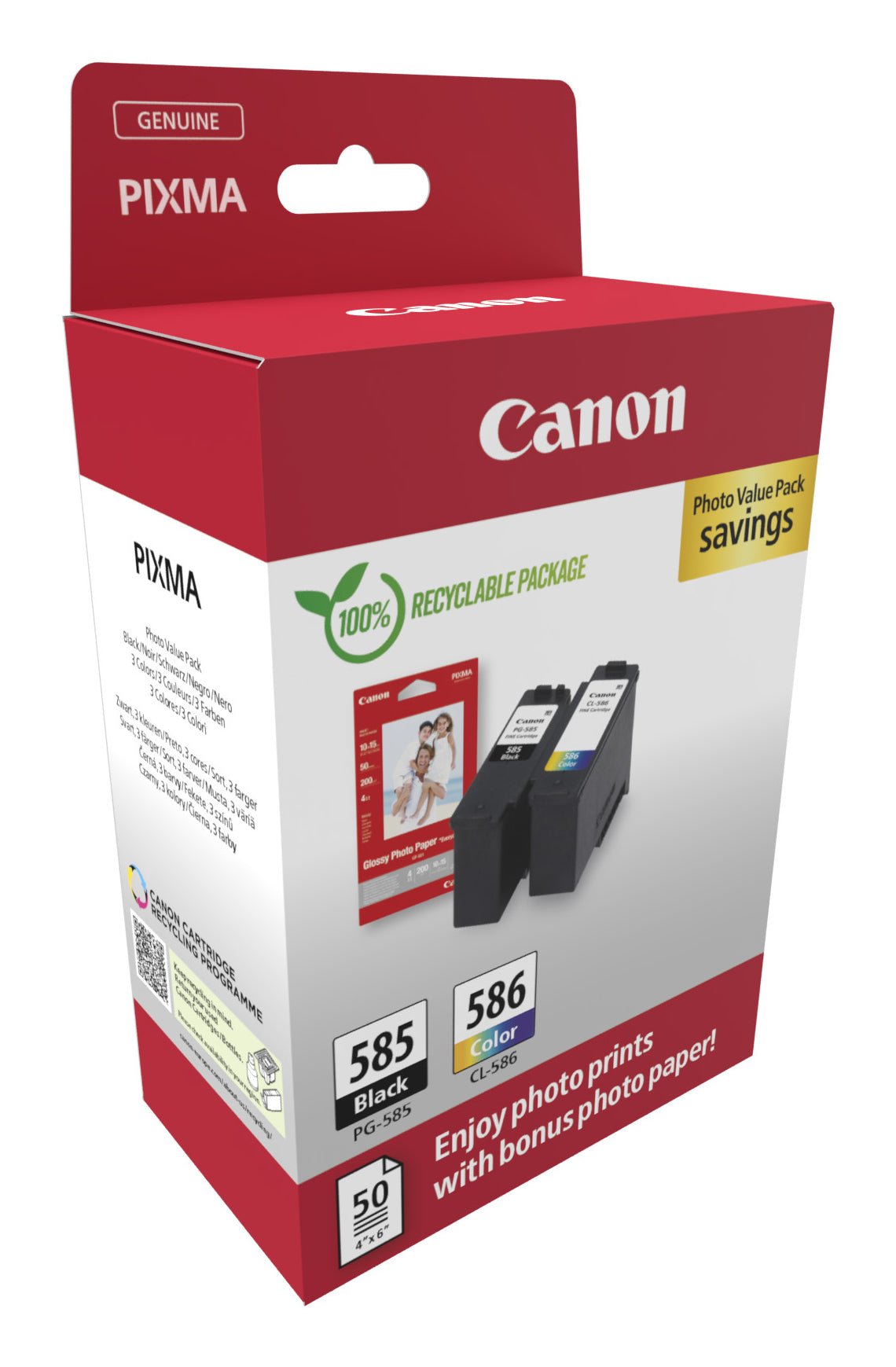 Canon PG-585/CL-586 Foto Value Pack – Pixma TS7650i, Schwarz, Cyan, Magenta, Gelb