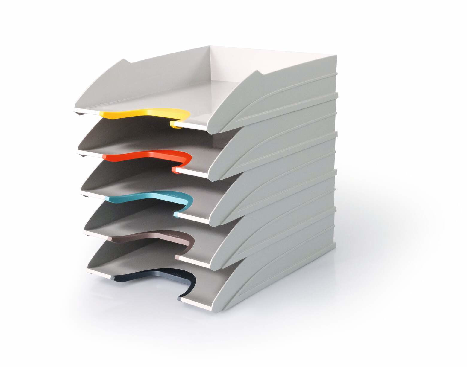 Durable Briefkorb – für A4, C4, stapelbar, mit Griffausschnitt, glänzend, weiss, B 264 × H 74 × T 336 mm