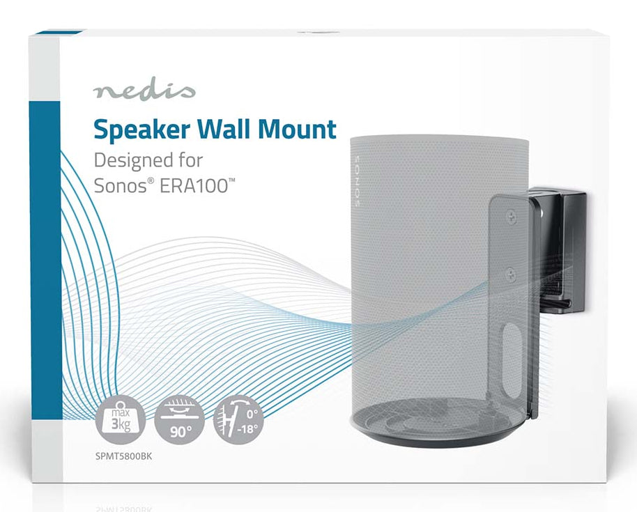 Nedis SPMT5800BK – Wandhalterung für Sonos Era 100 – drehbar −45° bis +45°, neigbar 0°–18° – 3 kg – schwarz