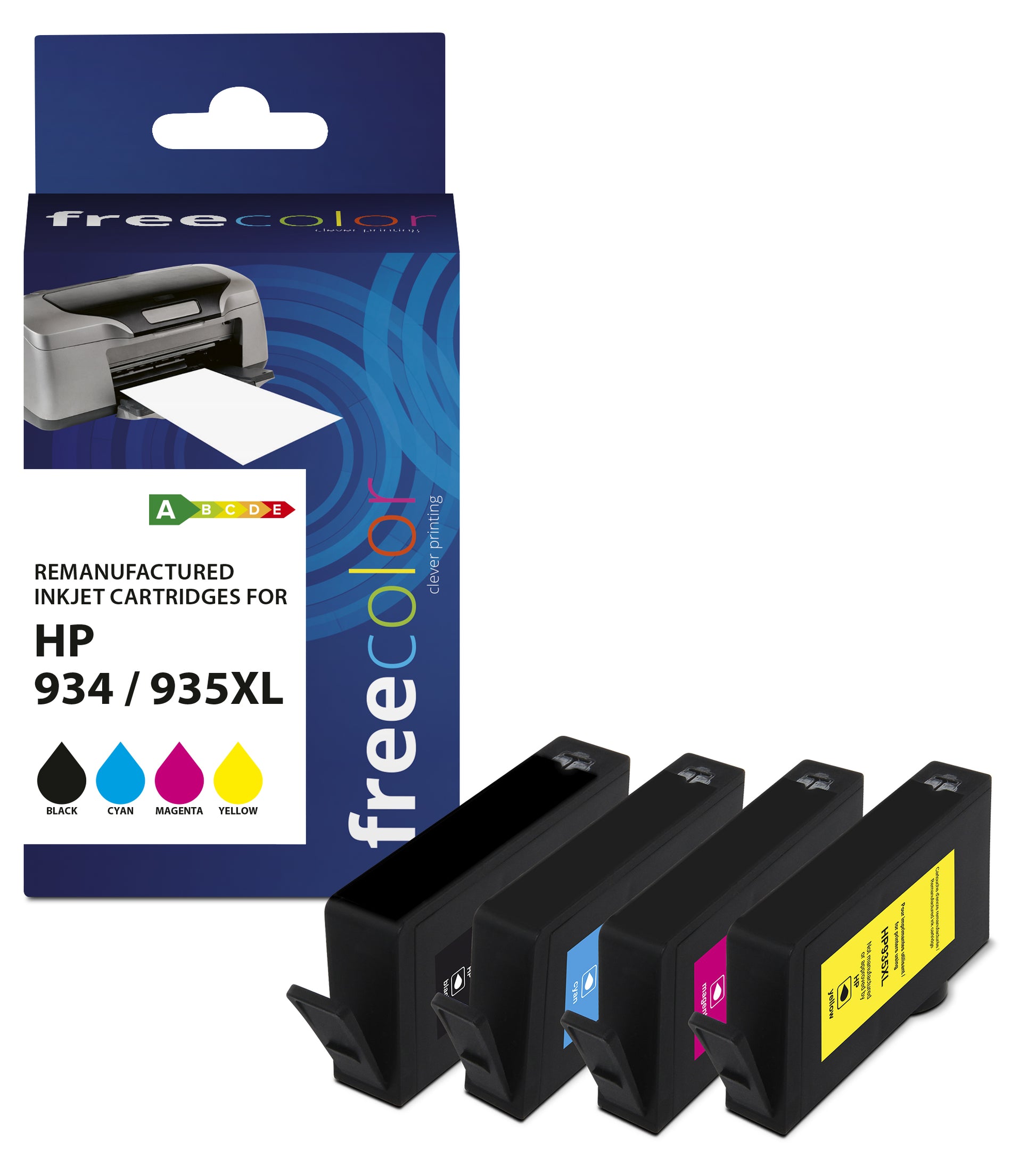 Freecolor Tintenpatronen-Multipack 934/935, 4er-Pack – für HP OfficeJet Pro 6230, 6830, 6820 und andere