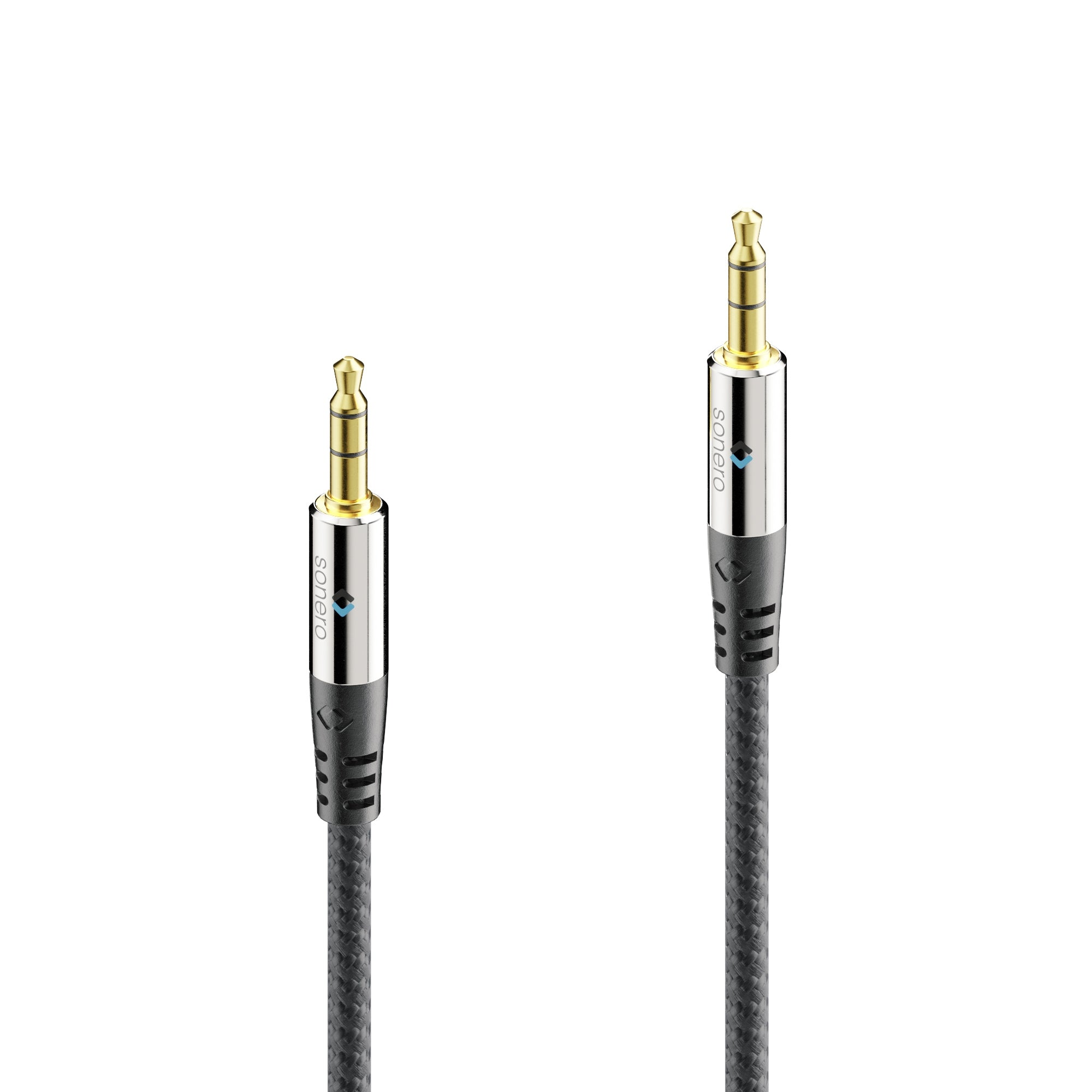 Sonero 3,5 mm Klinkenkabel – Stecker zu Stecker – 1,5 m, vergoldete Stecker, Nylonmantel