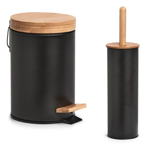 Zeller Present WC-Bürstenset – Metall, Bambus, Schwarz, H 38,4 cm, Ø 10 cm