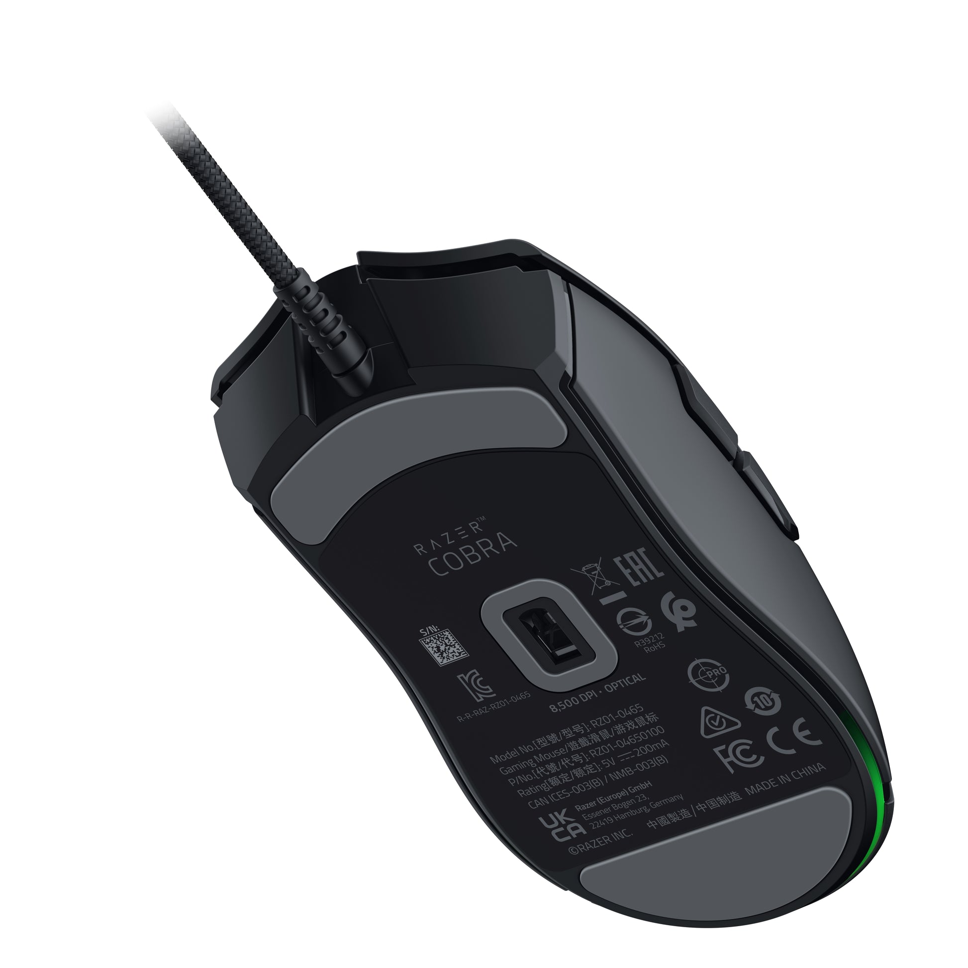 Razer Cobra – Gaming-Maus – Kabelgebunden (USB‑A), 8500 DPI, Rechts, Schwarz