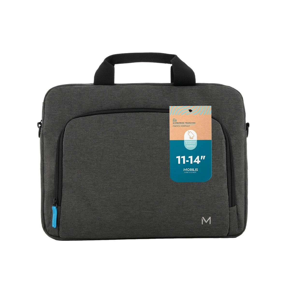 Mobilis Notebook-Tasche bis 14" – Tragegriff, abnehmbarer Schultergurt – Dunkelgrau