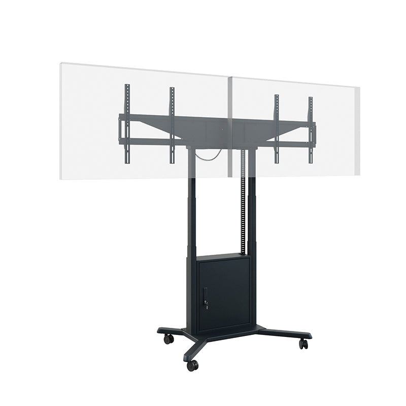 Hagor TV-Wagen – 46–65" – VESA 200×200–600×400 – bis 120 kg, motorisiert, mit Rollen, für 2 Displays
