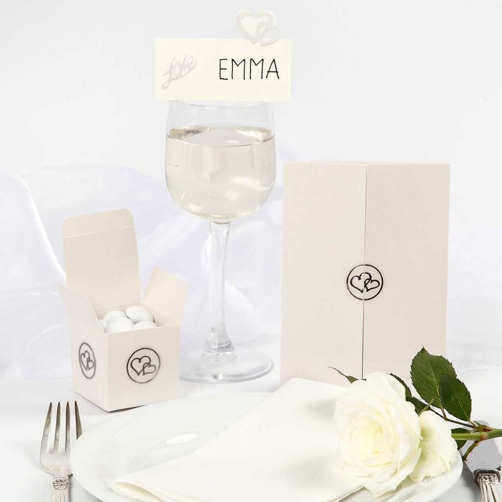 Creativ Company Tischkarten Hochzeit – Weiss – 8 × 8,5 cm – Kunstpapier – 20 Stk