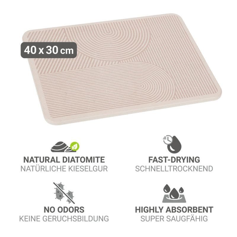 Wenko – Abtropfmatte 40 × 30 × 0,9 cm, Silikon, Beige