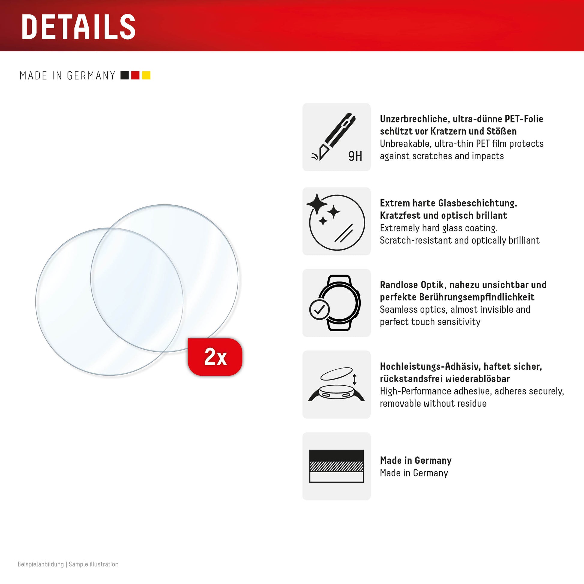 Displex Displayschutzfolie für Garmin fenix 8 (47 mm) – Gehärtetes Glas, Transparent