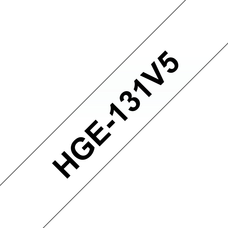 Brother Schriftband – 12 mm × 8 m, transparent, schwarz, HGe – 5 Stück