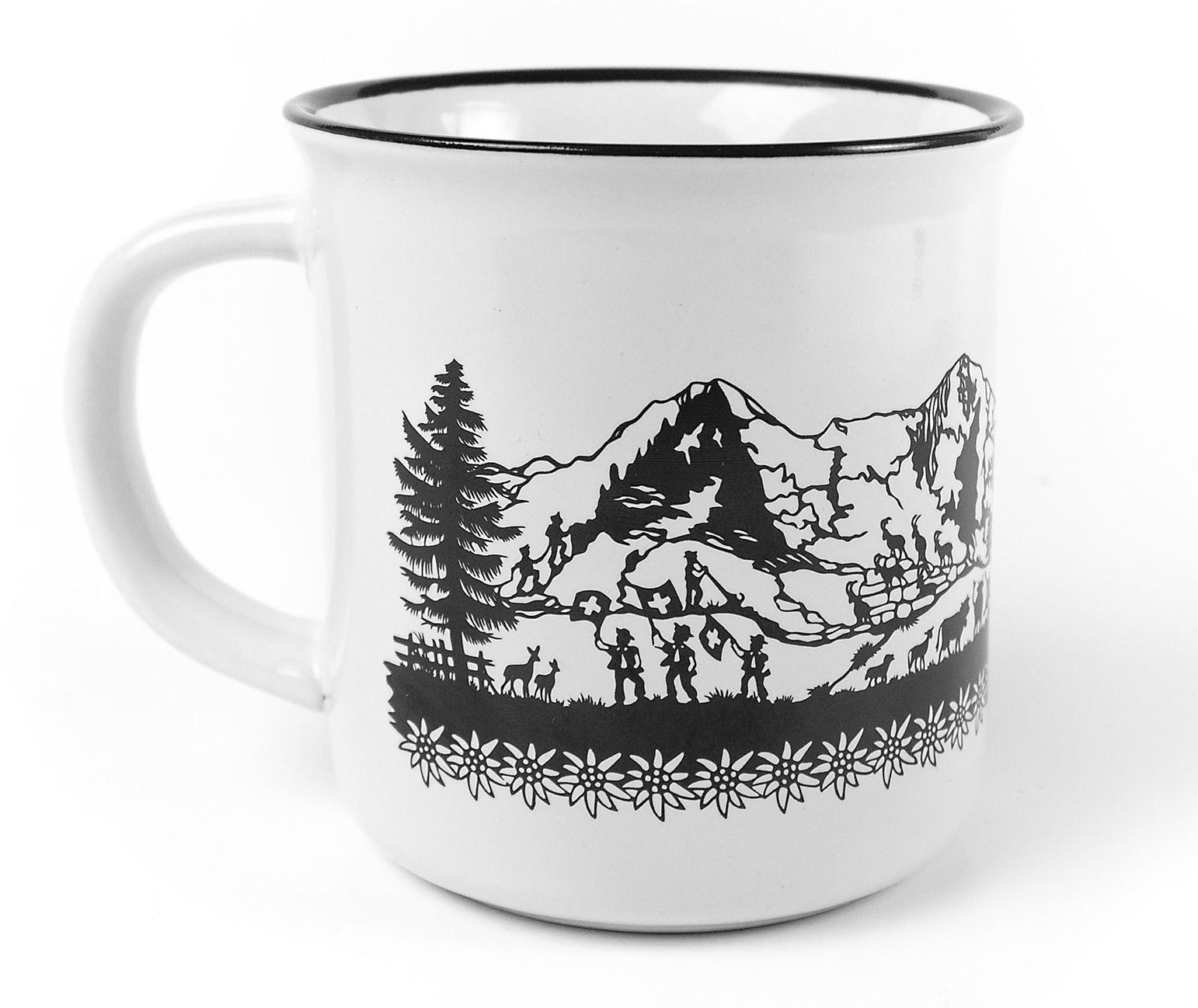 Trendform Tasse SWISS TRADITION – 350 ml, Ø 9 cm, H 9,3 cm, Keramik, Schwarz/Weiss, spülmaschinenfest