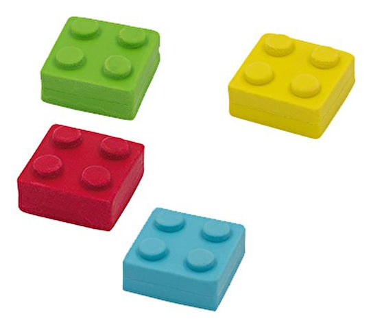 Wedo Radierer Bausteine Bricky – für Bleistifte – 25 × 13 × 25 mm – Kunststoff – sortiert – 4er-Pack