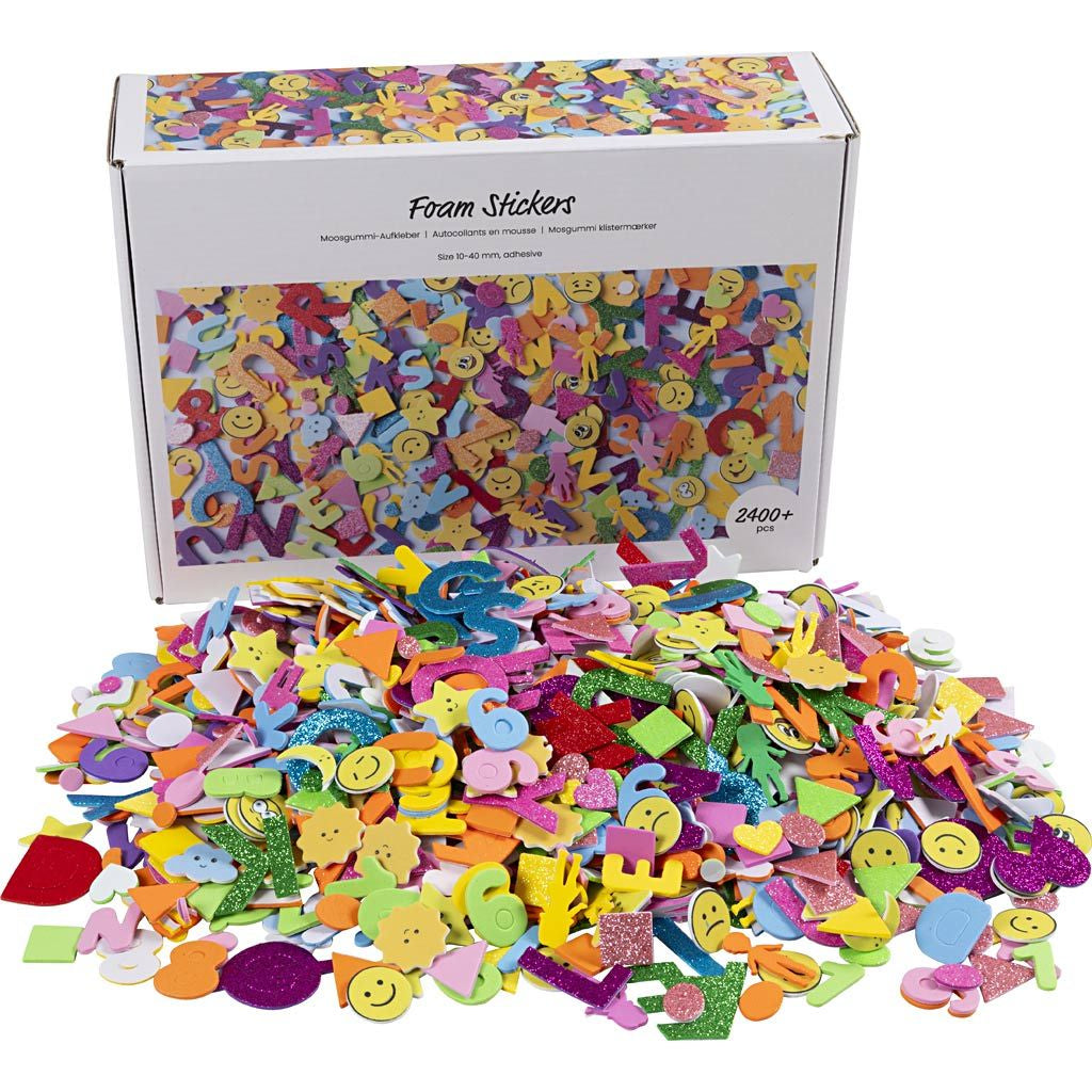 Creativ Company Moosgummi-Stanzteile, selbstklebend, mehrfarbig, 2'640 Stk, 40 mm