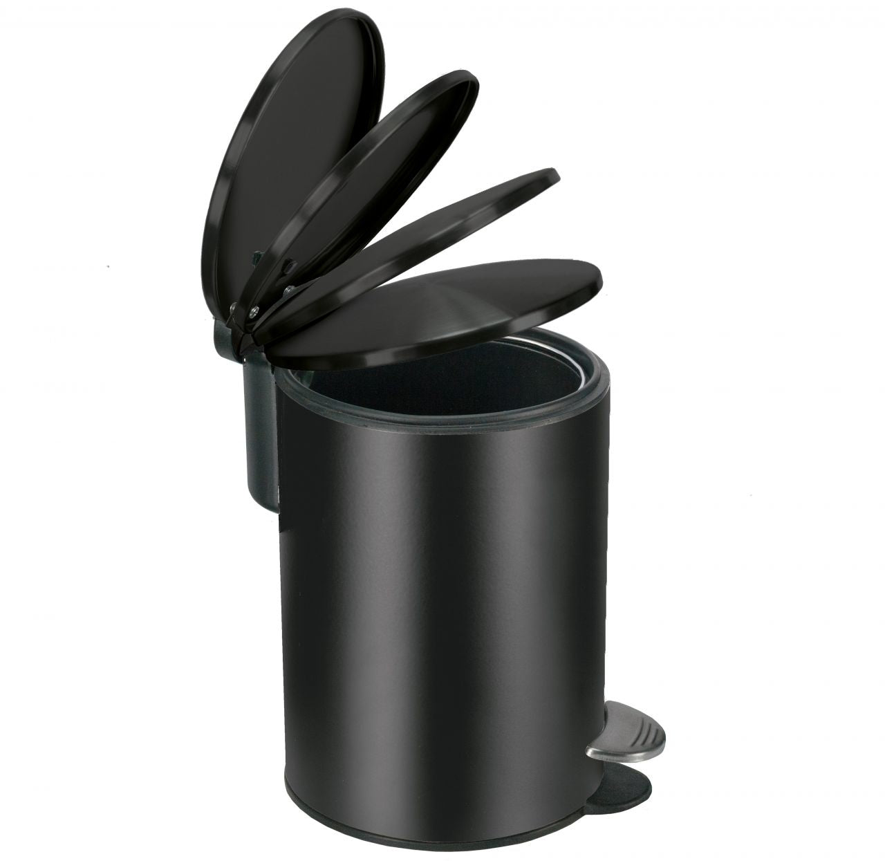 Kleine Wolke Treteimer Silence – 3 l – Metall, rund – schwarz – Soft-Close, mit Innenkübel