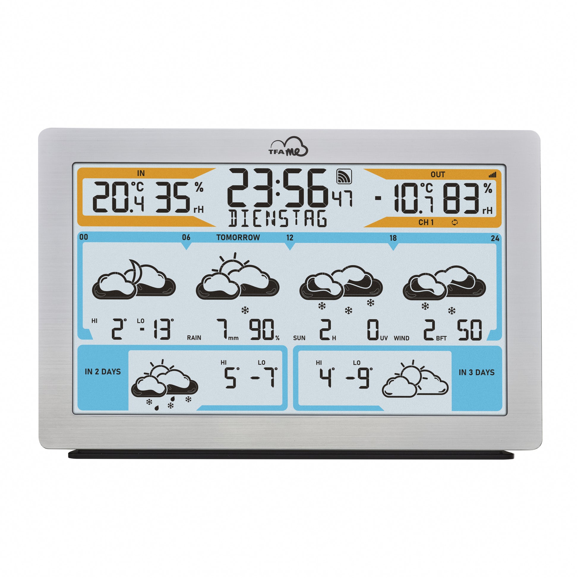 TFA-Dostmann TFA.me ID-02 Sensor-Gateway/Monitor – WLAN, −40–60 °C, 10–99 %, Innen/Aussen