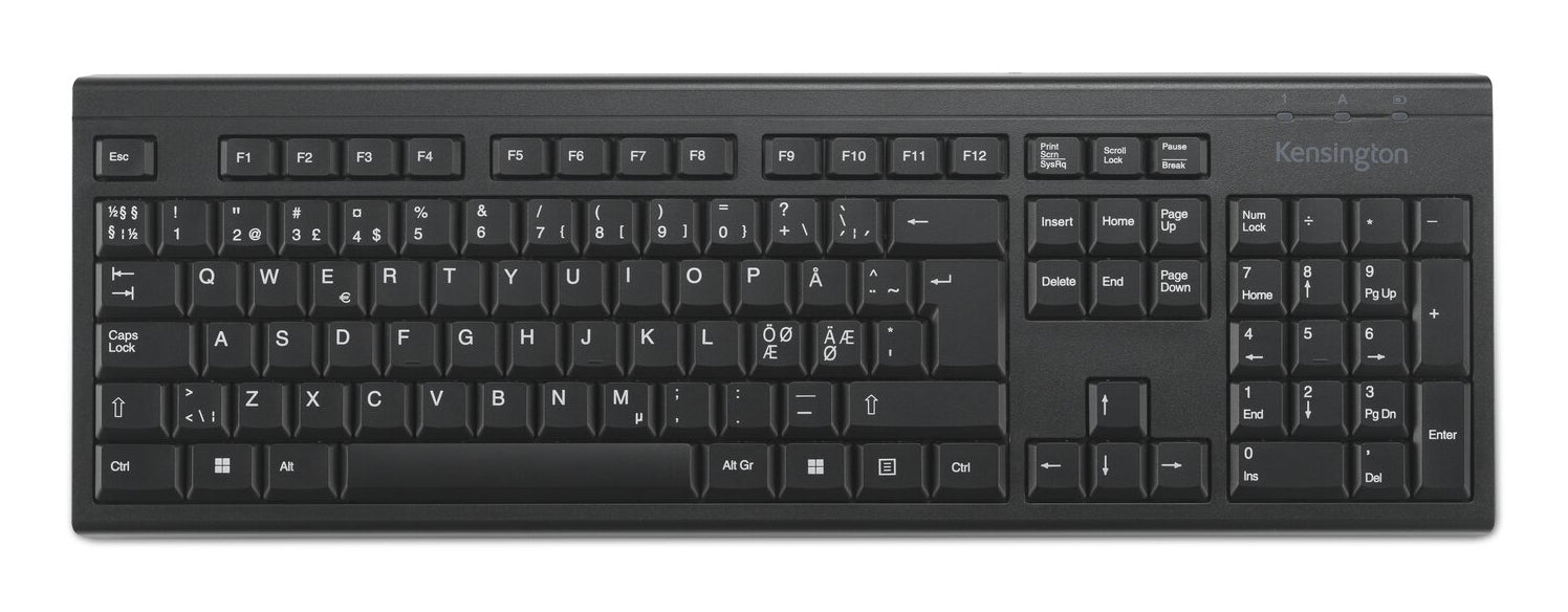 Kensington KB150 EQ – Tastatur – Membran – 2,4 GHz USB-A (Nano-Empfänger) – QWERTY (Nordisch) – Schwarz