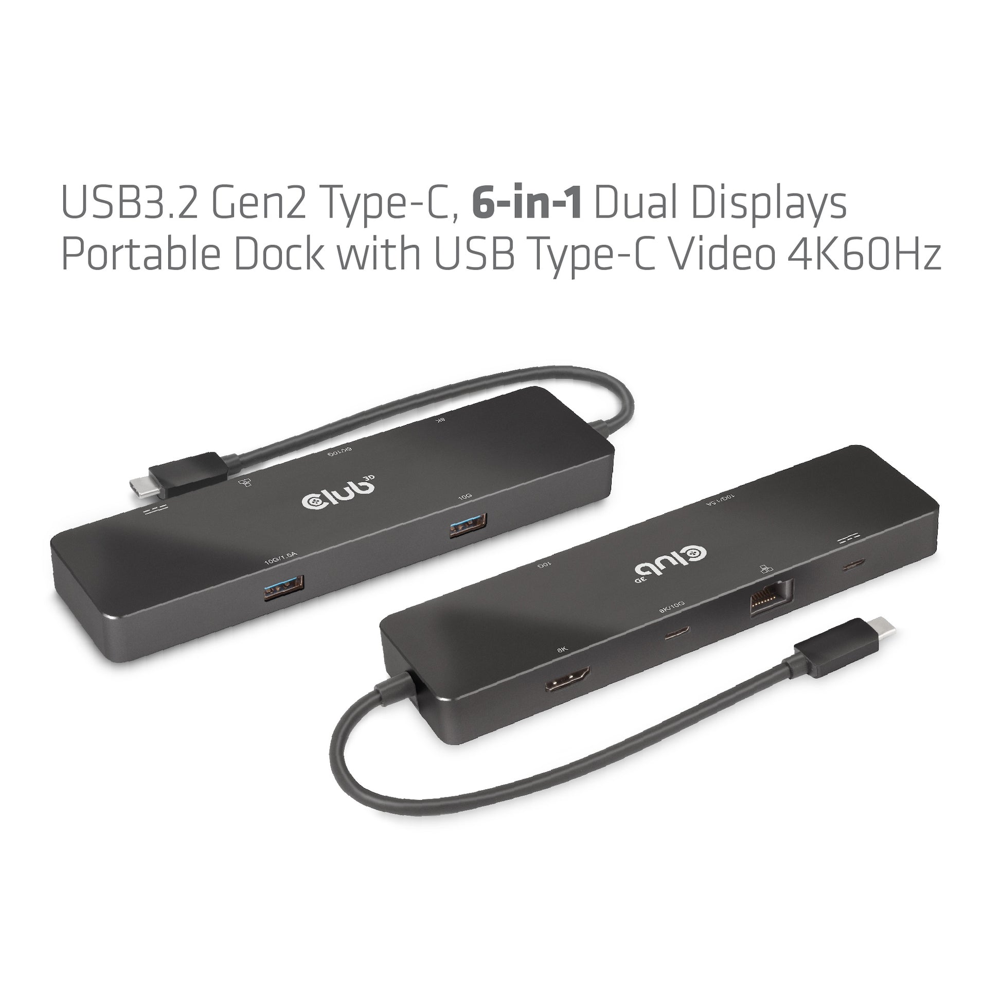 CLUB3D Club 3D Dockingstation – USB-C, 1× DP, 1× HDMI, 2× USB-A, 100 W PD, GbE, für Universal