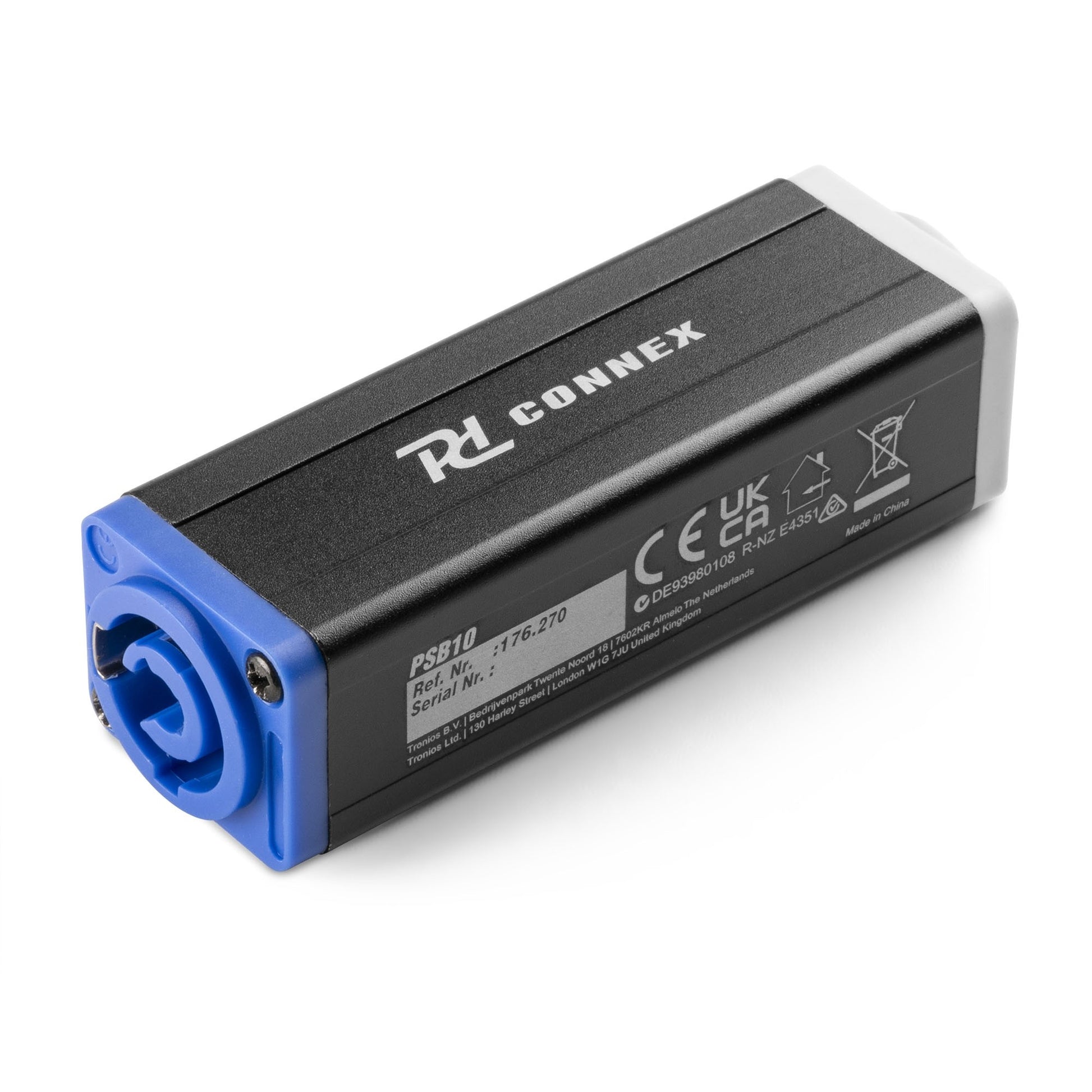 PD-Connex PSB10 Montagekupplung Powercon zu Powercon – 20 A, Weiblich/Weiblich, Aluminium, Schwarz/Blau