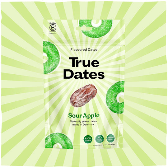 True Gum True Dates Datteln – Saurer Apfel – 12 Stück, 100 g