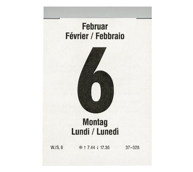 Biella Abreisskalender 2026 – 6,5 × 9,8 cm – 1 Tag/Blatt – d/f/i