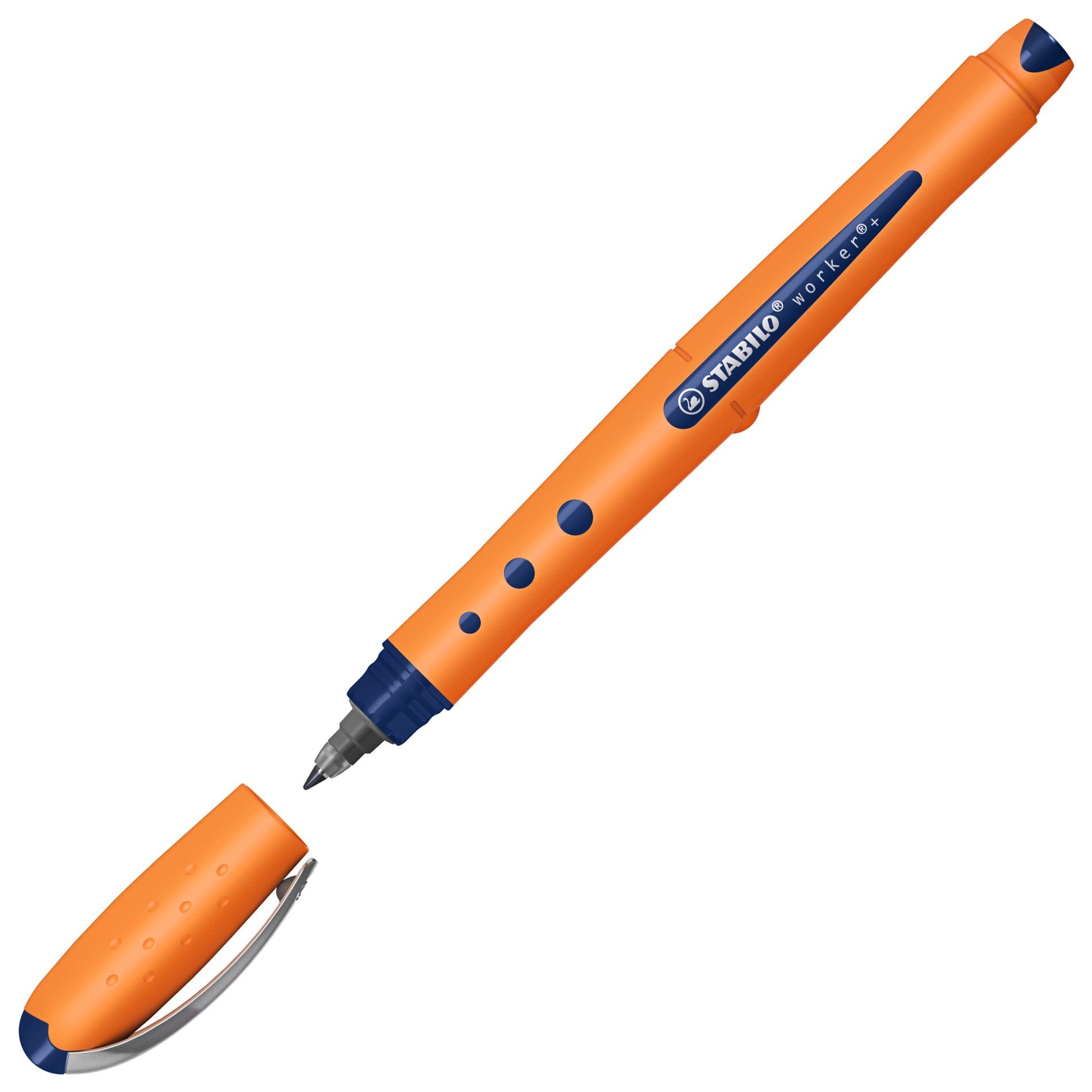 STABILO worker+ – Tintenroller, mit Kappe, 0,5 mm, blau, für Linkshänder