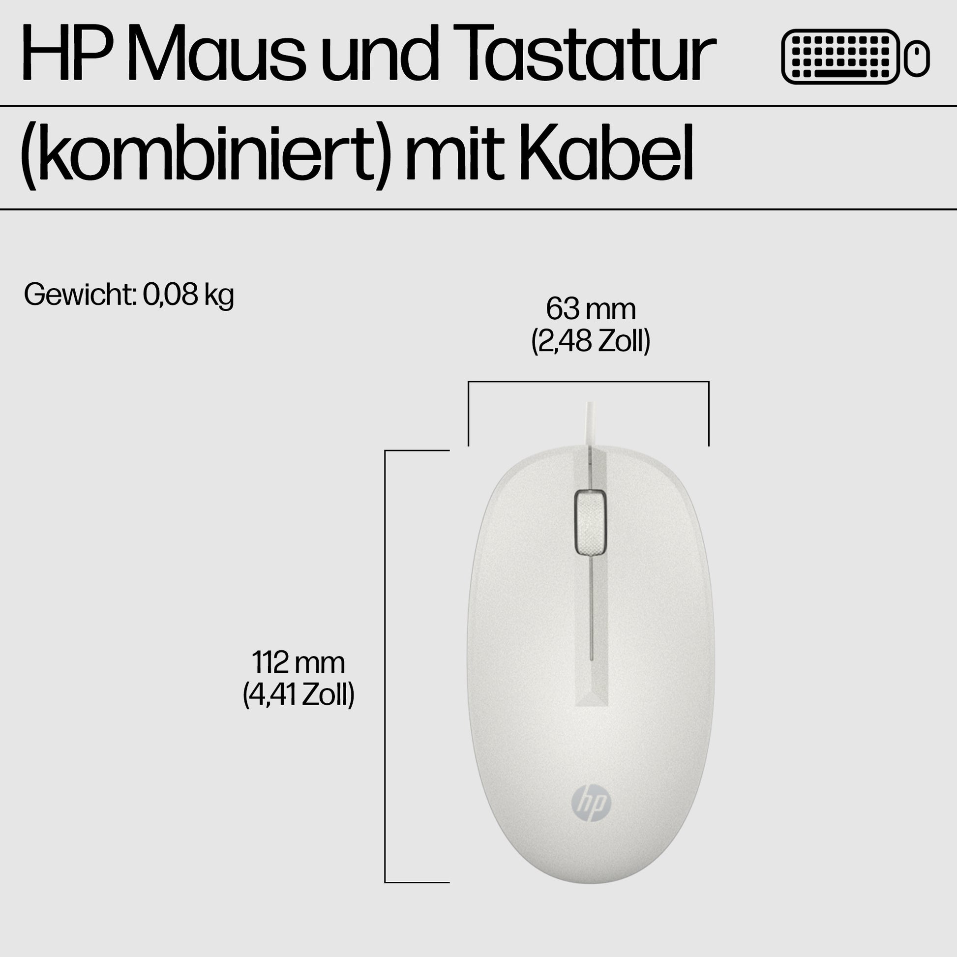 HP 225 – Tastatur- und Maus-Set – kabelgebunden, USB – Weiss