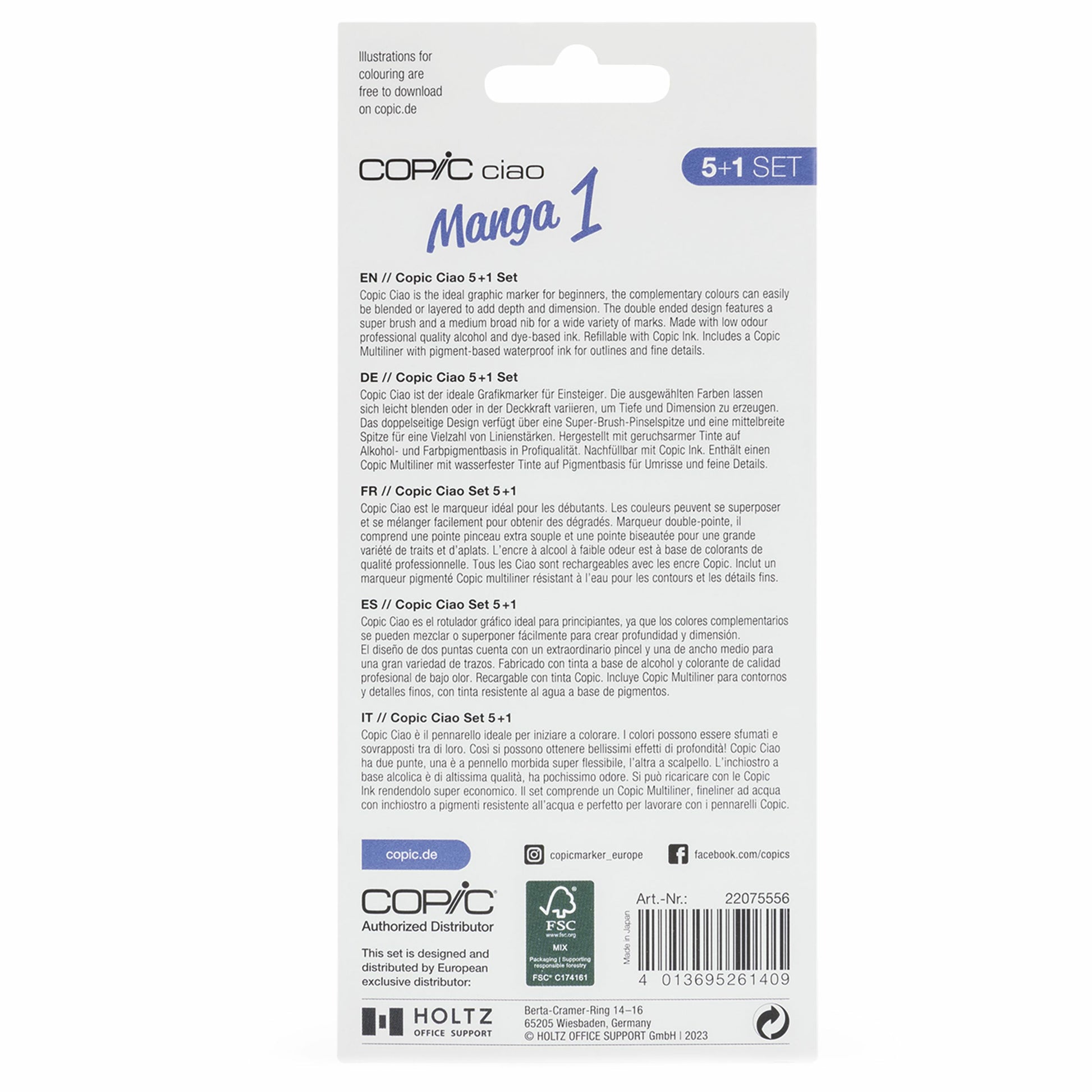 Copic Ciao Brush Pen – Doppelspitze, Kombi, alkoholbasiert, 6 Farben, Manga 1