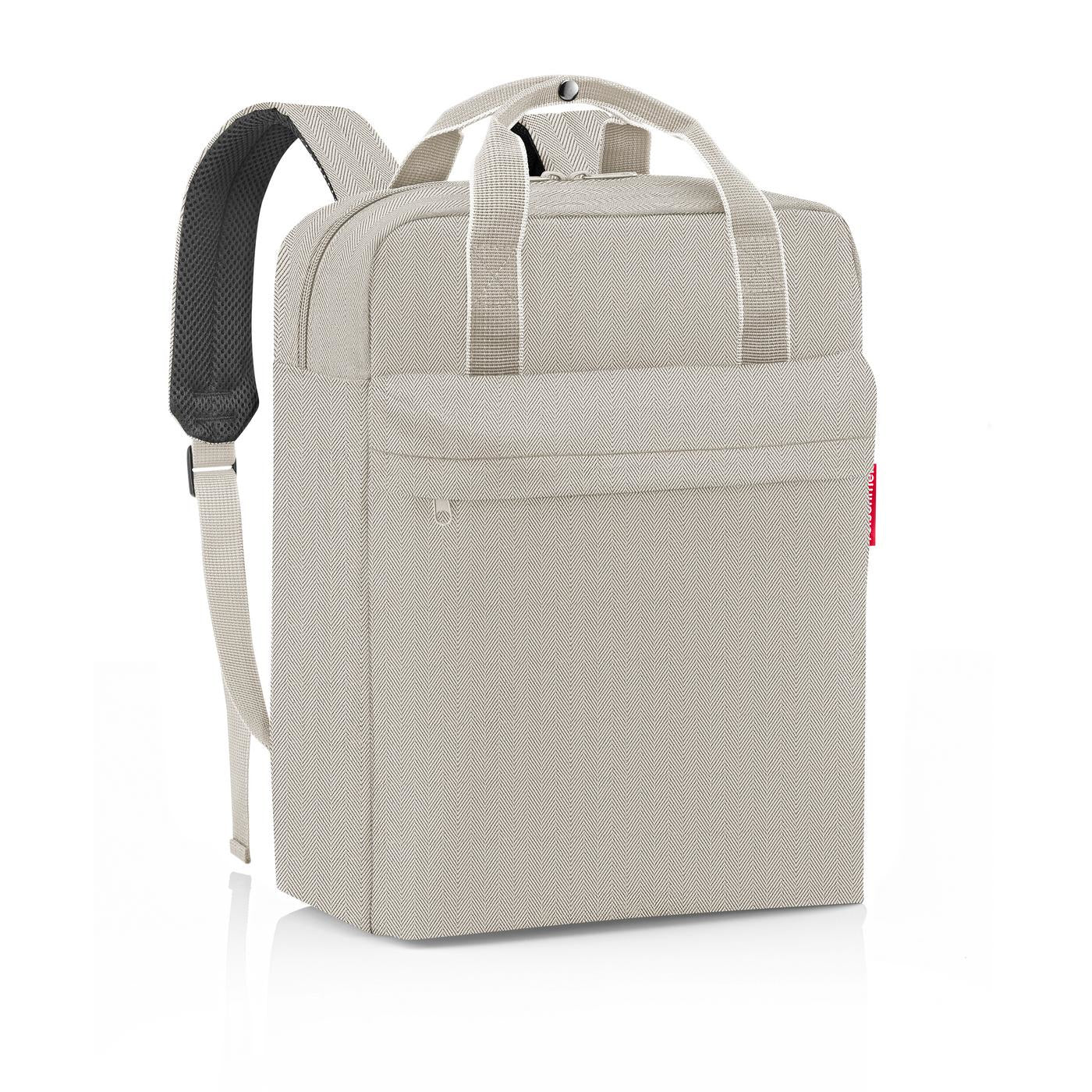 Reisenthel Allday Rucksack M – Lässiger Rucksack – 15 l, Polyester, Hellgrau, Herringbone Sand