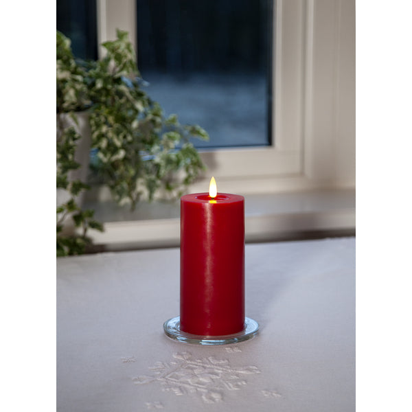 Star Trading LED-Kerze – Ø 7,5 × 17,5 cm – Kunststoff, Rot