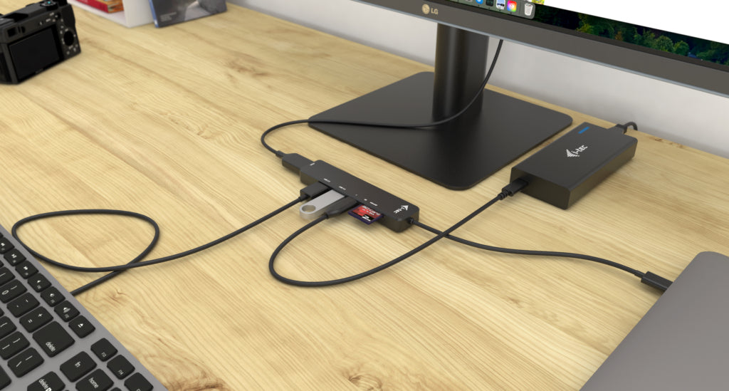 i-tec Travel Easy Multiport-Adapter – USB-C, HDMI, 2× USB-A, 1× USB-C, 60 W PD, SD/microSD, für Windows/Mac