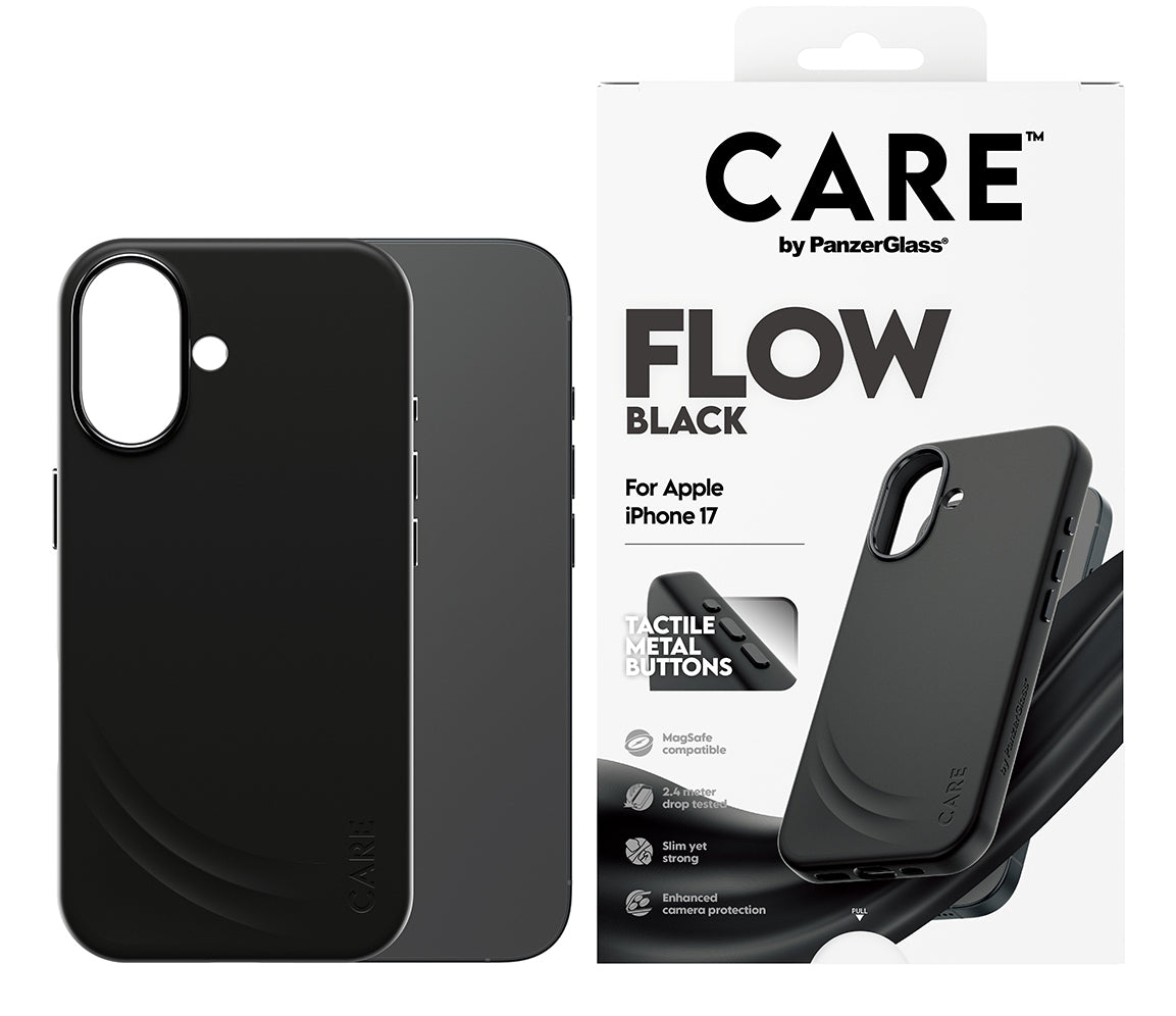 PanzerGlass Backcover FLOW – für Apple iPhone 17 – schwarz – Silikon – MagSafe-kompatibel, stossfest