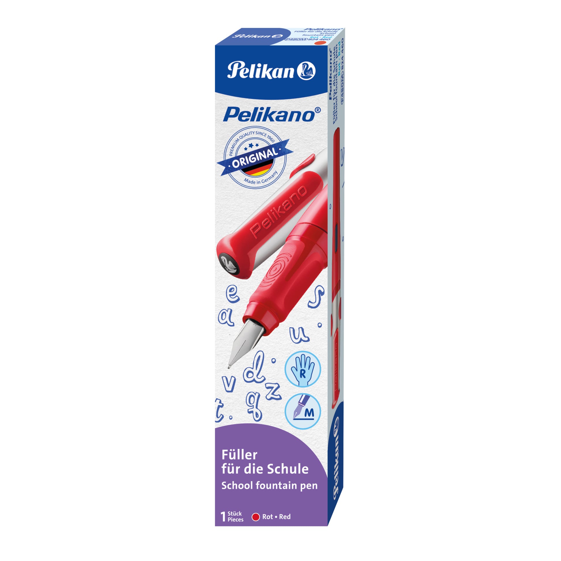 Pelikano – Federspitze M – für Rechtshänder – Rot, Blau – Patronen