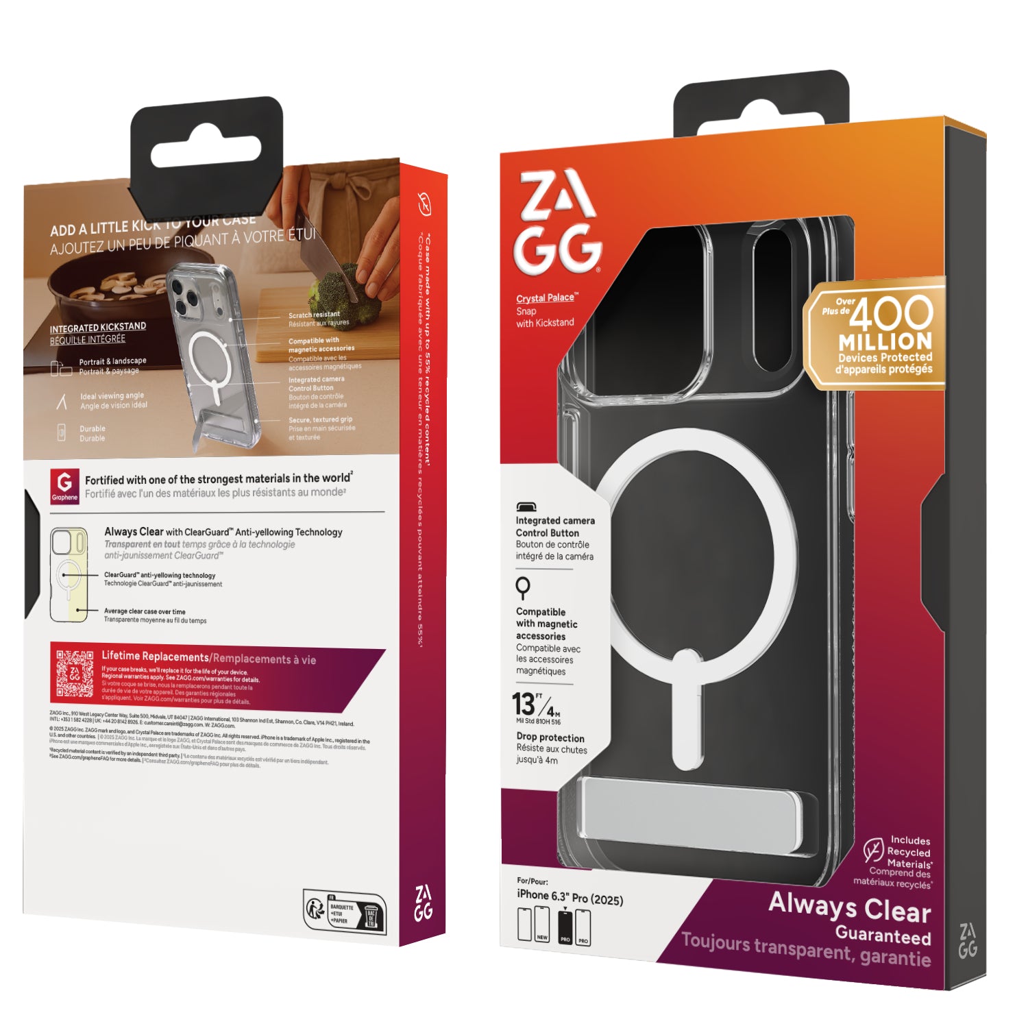 ZAGG Crystal Palace Snap Backcover – für Apple iPhone 17, MagSafe, Graphen, Transparent, bis 4 m Sturzsicher