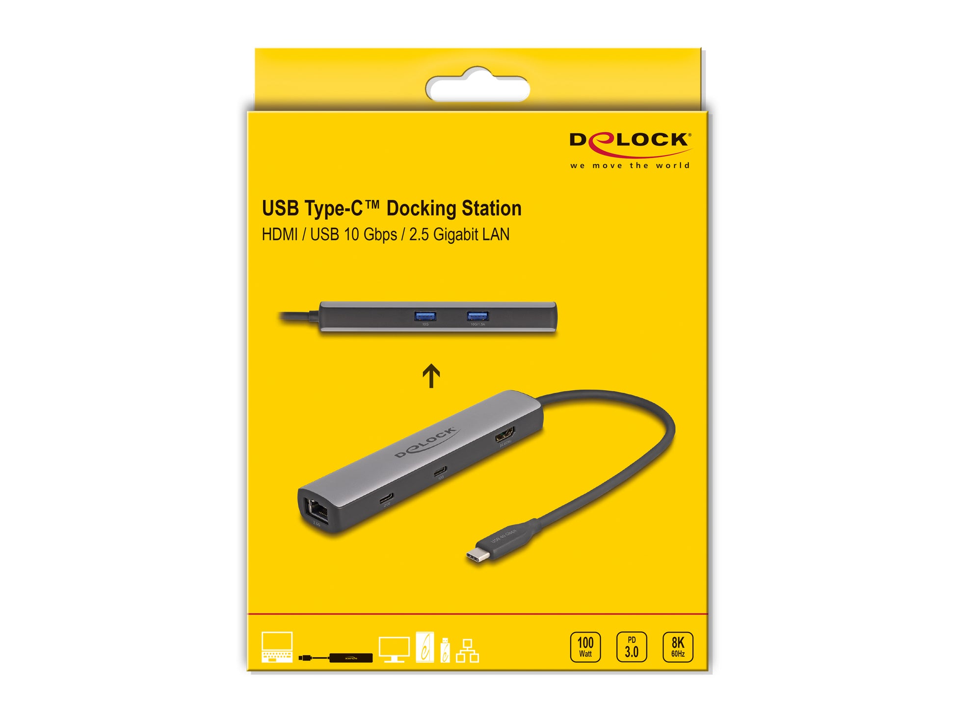 DeLOCK Dockingstation – USB-C, 1× HDMI, 4× USB-A, 100 W PD, 2,5GbE, für Windows/Mac/Linux