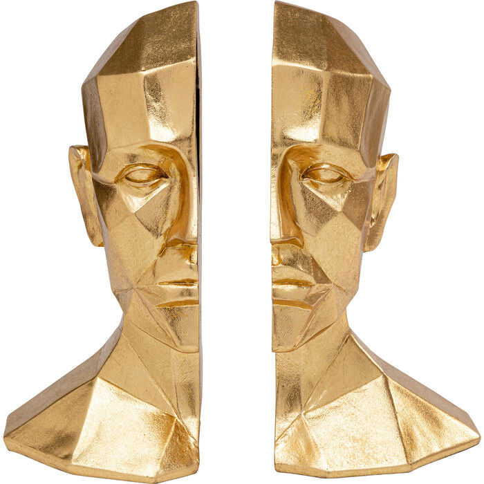 KARE Face Buchstütze – 16 × 24 × 11,5 cm – Polyresin, gold – 2-teilig