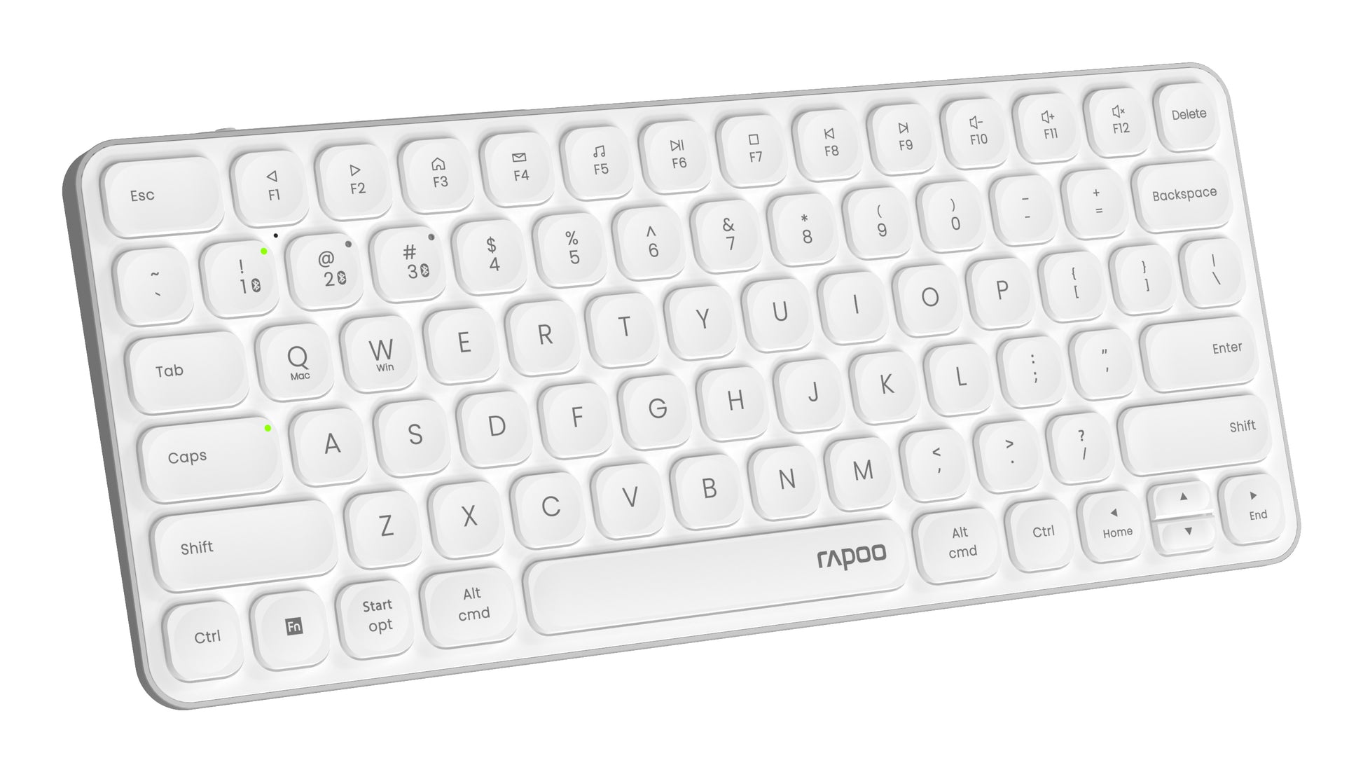 Rapoo E9610M – Tastatur, kabellos (Bluetooth/2,4 GHz), CH-Layout (DE-CH), aufladbar, weiss