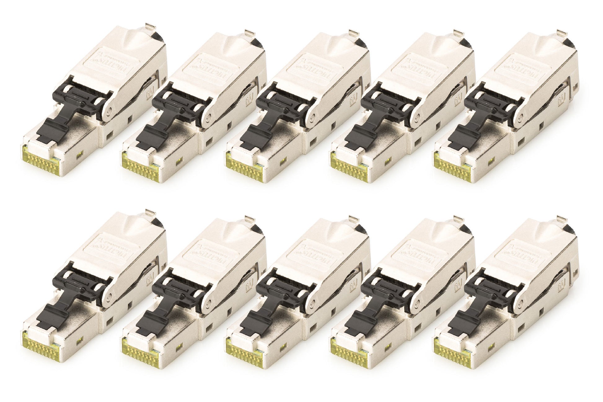Digitus Cat6a Feldstecker (RJ-45) – STP, gerade, 10er-Pack, Silber