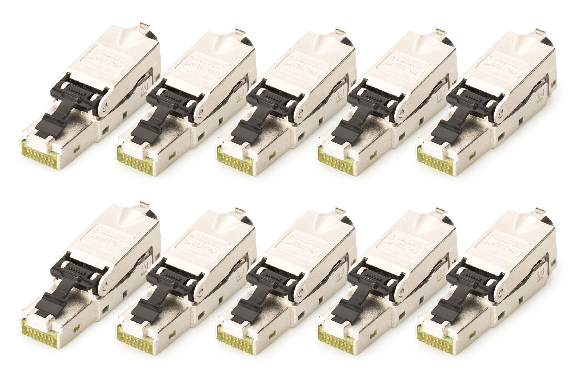 Digitus Cat6a Feldstecker (RJ-45) – STP, gerade, 10er-Pack, Silber