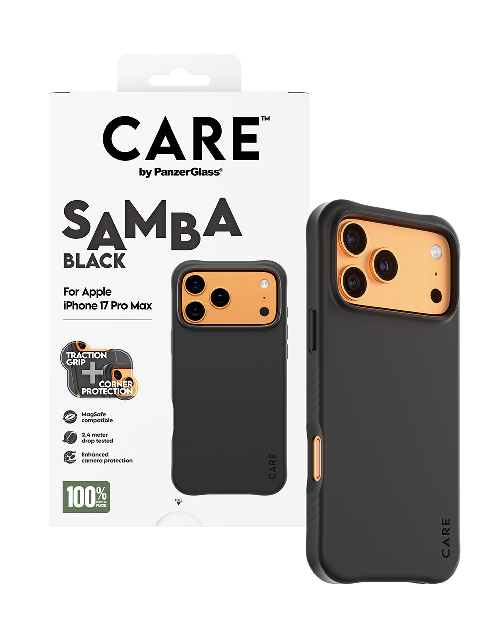 PanzerGlass Backcover Samba – für Apple iPhone 17 Pro Max – schwarz – TPU, MagSafe-kompatibel
