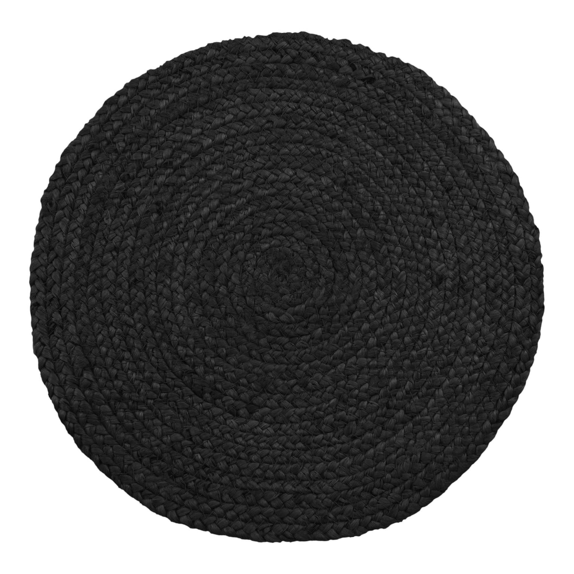 House Nordic Tischset Bombay – rund, Jute, dunkelgrau, Ø38 cm – 4er-Set