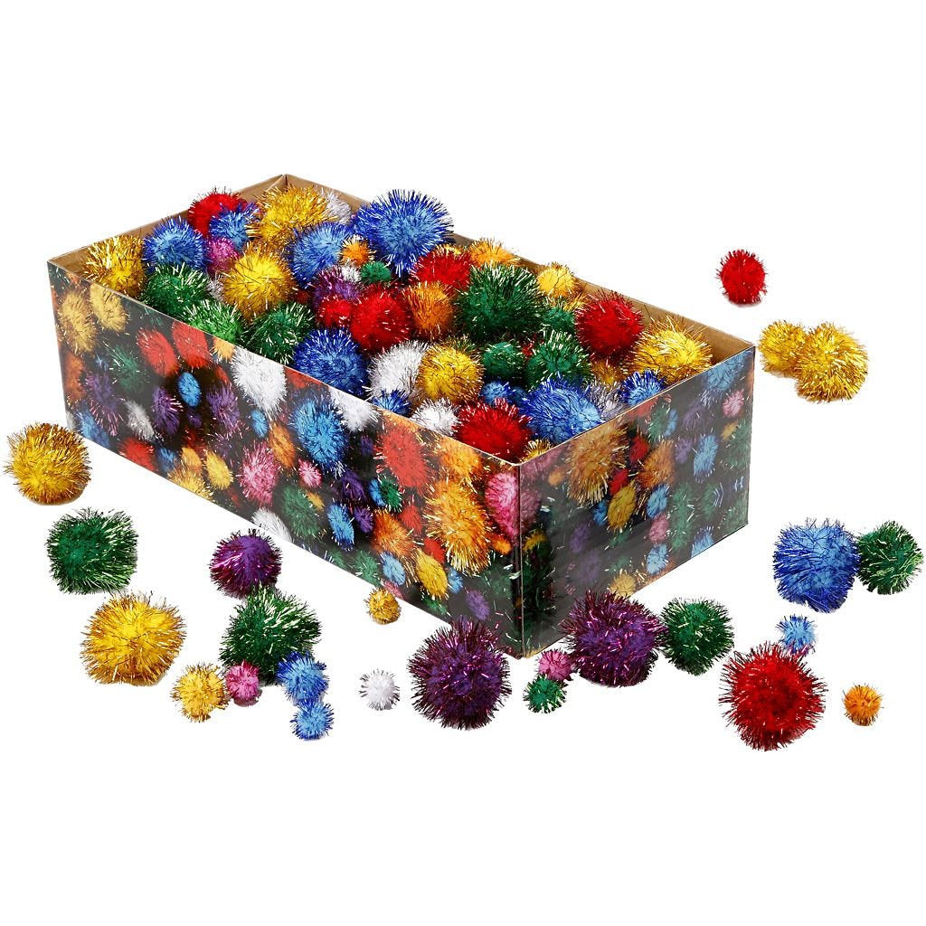 Creativ Company Dekostoff, Kunststoff, Mehrfarbig, 300 g, Pompons