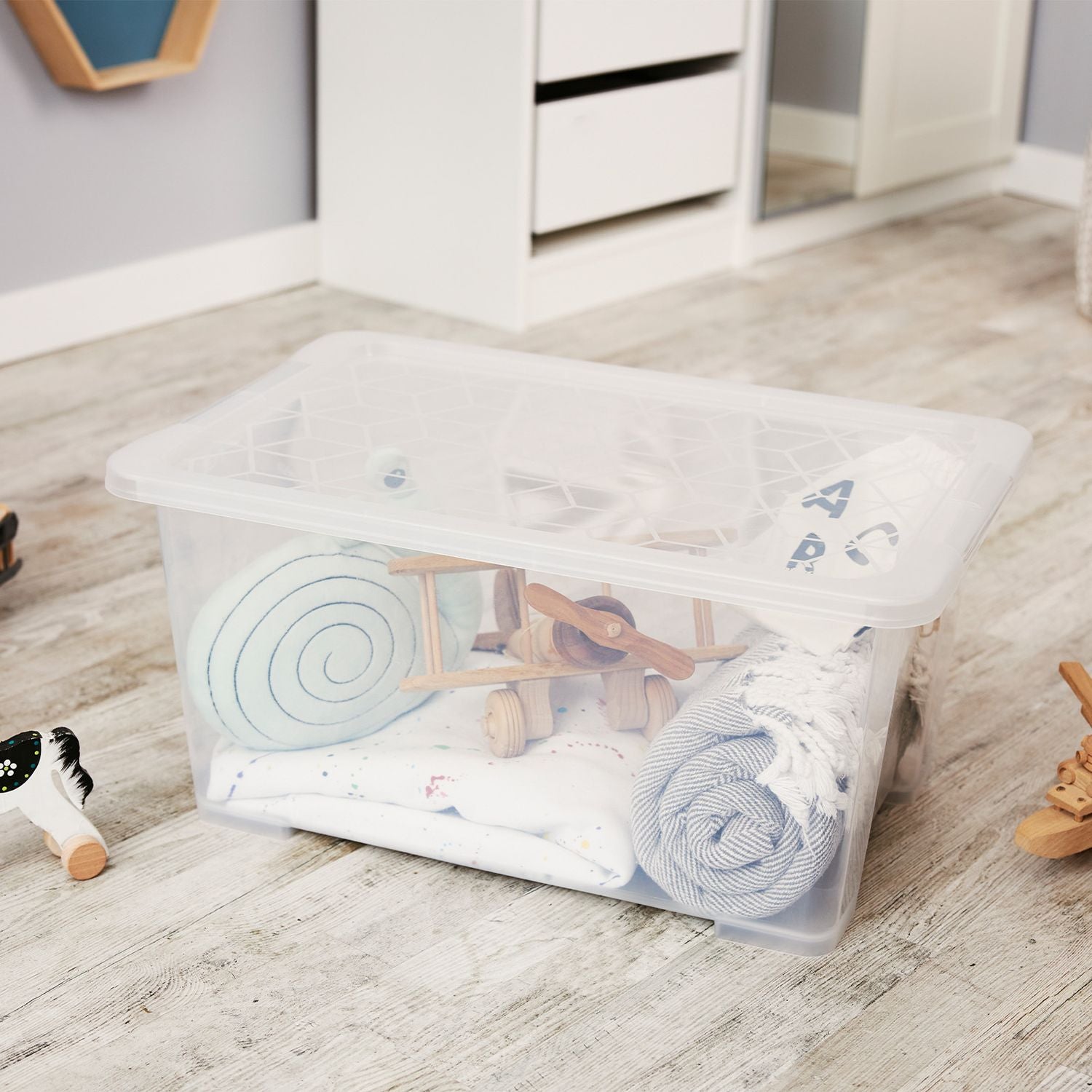Rotho Aufbewahrungsbox – Polypropylen (PP), Transparent, 39 × 27,7 × 58,5 cm – 3er-Pack