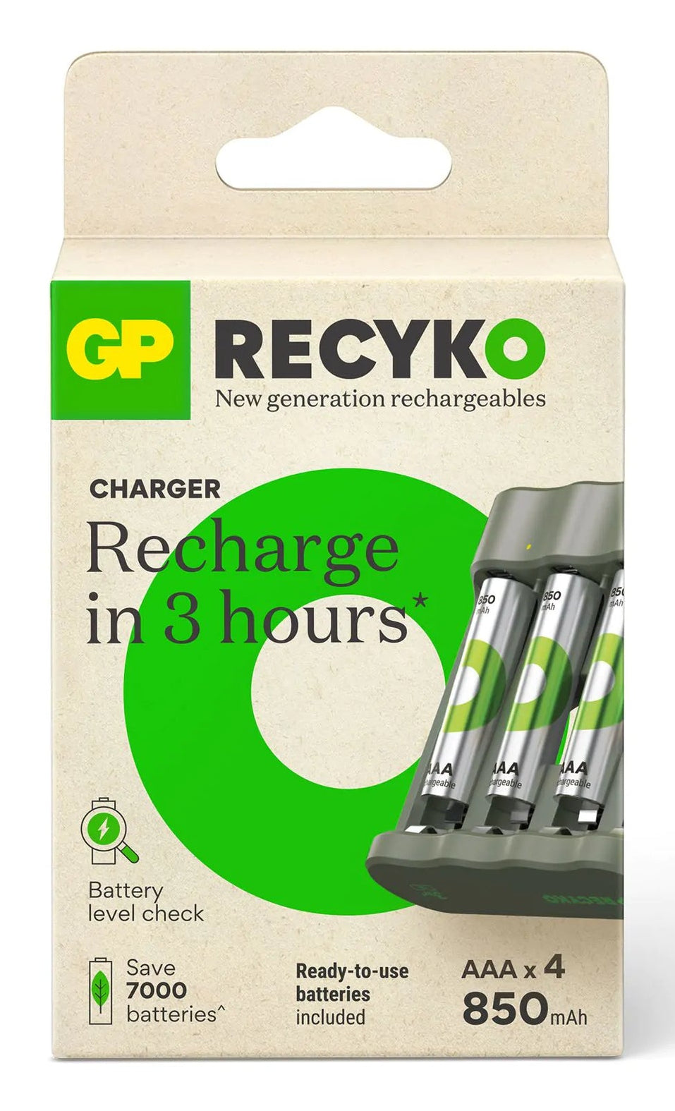 GP Batteries B421 Batterieladegerät 4× – für AA, AAA – inkl. 4× AAA 850 mAh, USB, NiMH, -dV Vollladungserkennung